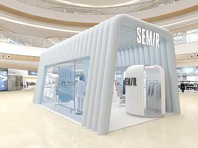 SEMR Shopping Mall Store With White Inflatable Structure Glass Windows Mannequins And Clothing Displays 3d model