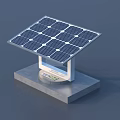 Solar Panel Mounted On Concrete Base With Electronic Device Structure 3d model