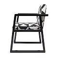 Modern Accent Chair with Black and White Geometric Pattern Upholstery and Sleek Black Frame Design