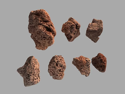 Natural Weathered Porous Rockery Stones in Various Sizes for Garden Decoration 3d model