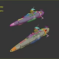 Two Different Colored 3D Model Spacecraft With Detailed Aerospace Design For Cosmic Missions