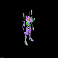 Purple Green Mecha Character 3D Model Design With Armored Body And Robotic Head Structure