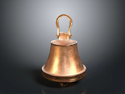 Copper Bell with Ring Hook and Round Base in Metallic Finish 3d model