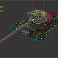 Military Armored Tank With Long Cannon Barrel And Heavy Duty Tracks