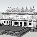 Ancient Architecture With Traditional Roof Design White Walls Stone Steps And Wooden Pillars