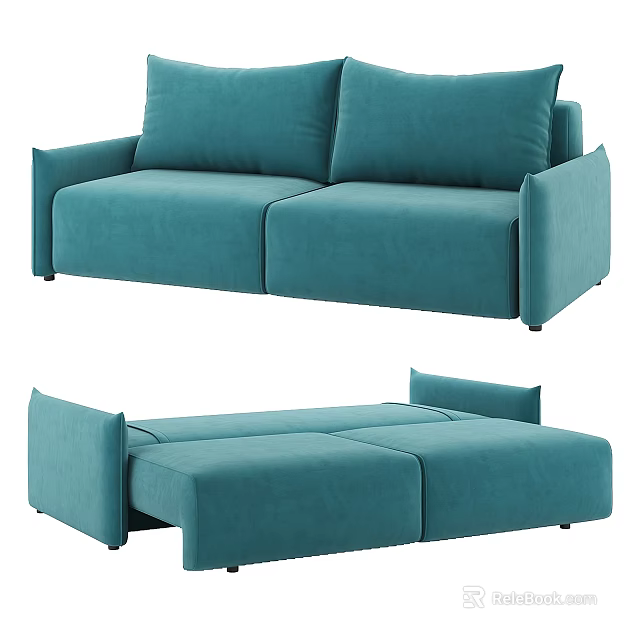 Teal Modern Fabric Sofa With Modular Convertible Sectional Design Style 3d model