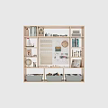 Adorable Dolls On Kids Room Bookcase With Miniature Houses Sailing Boat And Decorative Items
