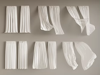 Curtain Gauze Curtain Sunshade Curtain Floating Curtain Fabric Curtain 3d model