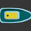 Colorful Toy Boat With Green Hull White Cabin Blue Windows And Yellow Top