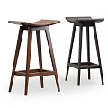 Wooden Bar Stools in Brown and Black with Modern Minimalist Design