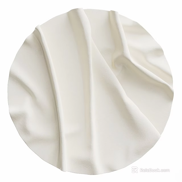 White Pleated Fabric Wall Decor With Circular Display And Smooth Texture 3d model 