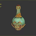 Vibrant Sculpture Carving With Vase Shape Face Design And Top Ornament