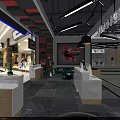 Modern Fitness Gym Interior With Reception Desk And Workout Space Lighting