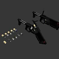 Futuristic Black Guns With Metallic Structure LED Lights Sleek Design And Ammunition