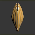 Marine Mollusk Animal Yellow Striped Seashell On Dark Surface With Shiny Reflection
