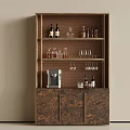 Elegant Luxury Home Wine Cabinet With Practical Display Shelves And Convenient Hanging Wine Glass Racks