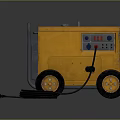 Industrial Yellow Portable Machine with Wheels Control Panel and Connected Cable 3d model