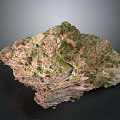 Detailed 3D Terrain Model Featuring Mountain Slopes Green Vegetation And Trail