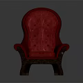 Red Leather Armchair Featuring Button Tufted Details and Sturdy Wooden Legs