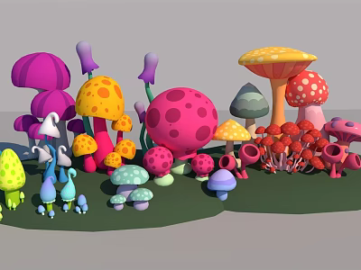 Mushroom Cartoon Mushroom Glow Mushroom Mushroom Collection 3d model