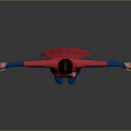 Superman in Blue Suit and Red Cape With Red S Symbol Arms Outstretched Standing Pose