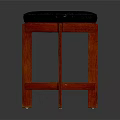 Modern Stool With Round Black Marble Top And Orange Crossed Wooden Legs