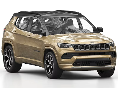 Golden Jeep SUV With Black Roof And Stylish Front Grille Design 3d model
