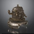 Vintage Brass Diving Helmet With Top Ring Side Pipe and Grille