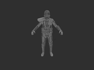 Game and Movie Character 3D Model in Detailed Armor Standing Pose With Backpack 3d model