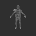 Game and Movie Character 3D Model in Detailed Armor Standing Pose With Backpack