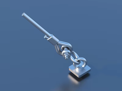 Durable Mechanical Metal Component Featuring Chain Square Base And Rod Design 3d model