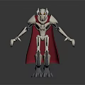Mechanical Robot Character With White Body Red Cape And Metallic Joints Design