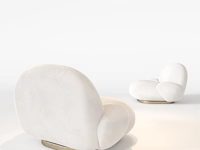 Modern Elegant White Single Sofa with Rounded Shape and Metal Base 3d model