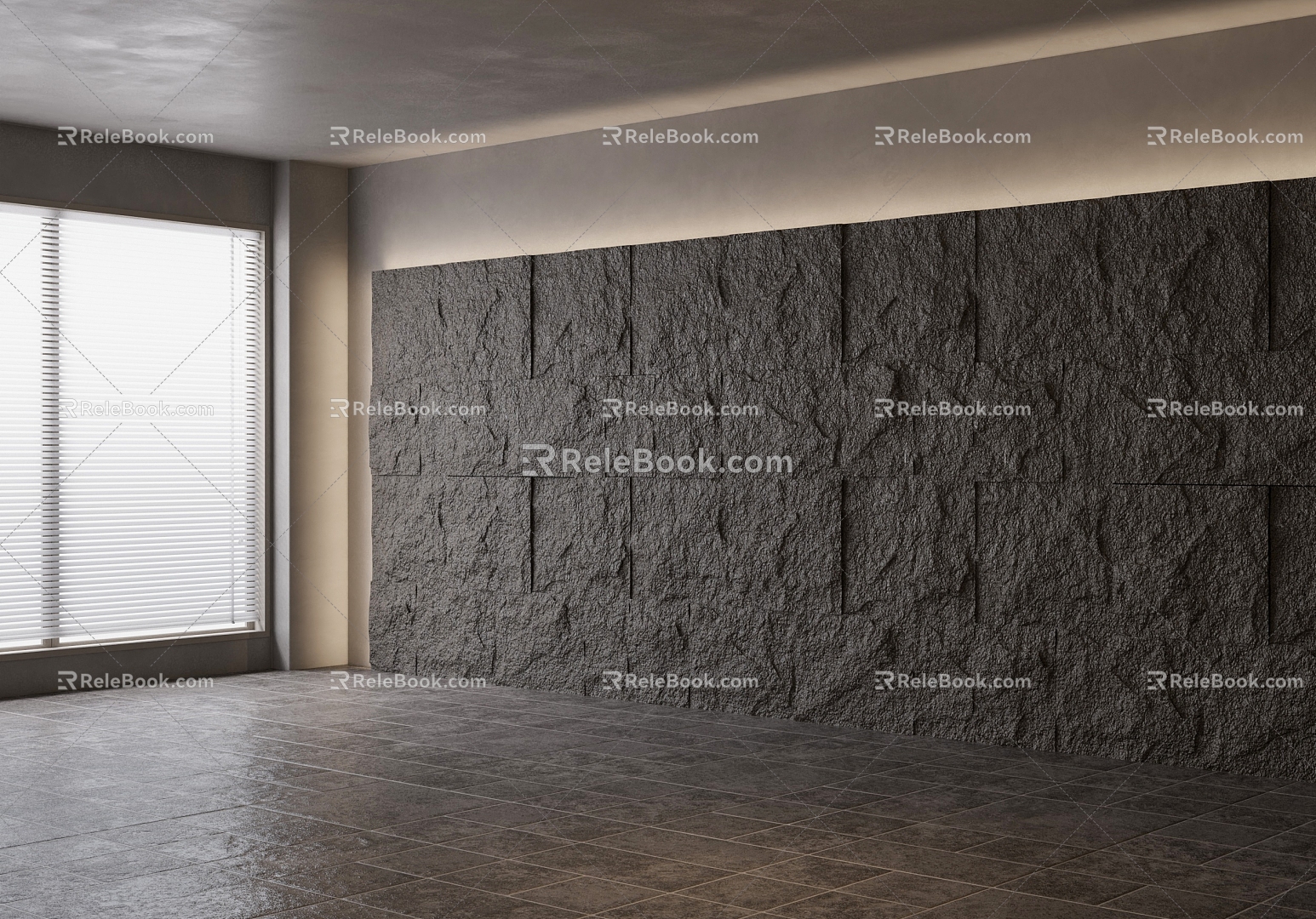 Stone wall rock background wall 3d model