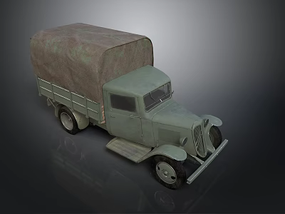 Vintage Light Green Truck With Brown Canvas Covered Bed And Classic Design 3d model