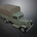 Vintage Light Green Truck With Brown Canvas Covered Bed And Classic Design