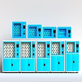 Blue Storage Cabinets with Multiple Sizes and Mesh Door Design for Organizational Storage Solutions 3d model