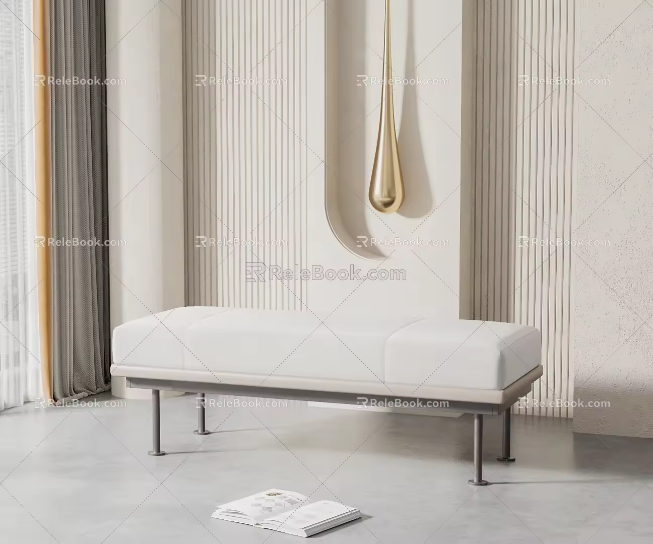 modern bed end stool sofa stool 3d model