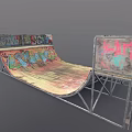 Colorful Skateboard Ramp Design With Graffiti Art And Metal Frame Structure