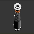 3D Rendered Mechanical Component With Silver Orange Black Coiled Spring Structure