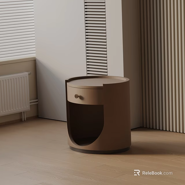Modern Nightstand Design With Round Top One Drawer And Sleek Minimalist Style 3d model 
