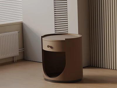 Modern Nightstand Design With Round Top One Drawer And Sleek Minimalist Style 3d model