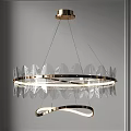 Elegant Modern Transparent Petal Chandelier With Metal Ring And Glowing Circular Design