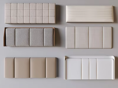Upholstered Decorative Panels in Various Colors and Textures for Interior Design 3d model