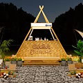 Casa Denoho Campsite With Wooden Triangle Structure Plants And Outdoor Tables Chairs