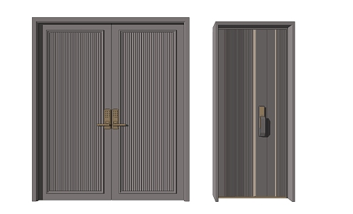 Modern Security Door Simple Entry Door Double Door 3d model