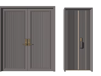 Modern Security Door Simple Entry Door Double Door 3d model