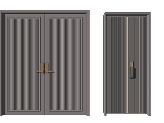 Modern Security Door Simple Entry Door Double Door 3d model