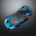 Blue And Black Sports Car Featuring Modern Sleek Aerodynamic Body Design