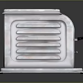 Stainless Steel Vintage Toaster With Striped Front And Black Handle Shiny Surface